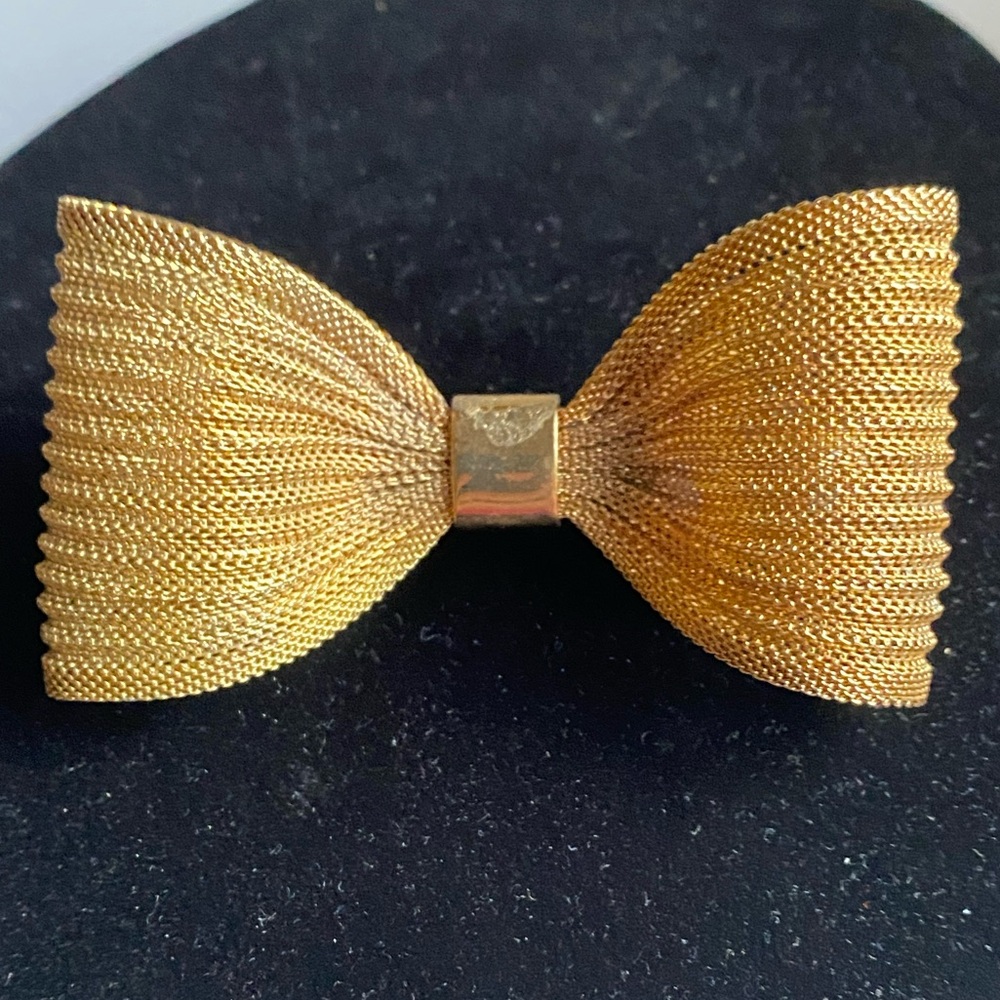Vintage Large Gold Mesh Bow Barrette - Picture 2 of 10